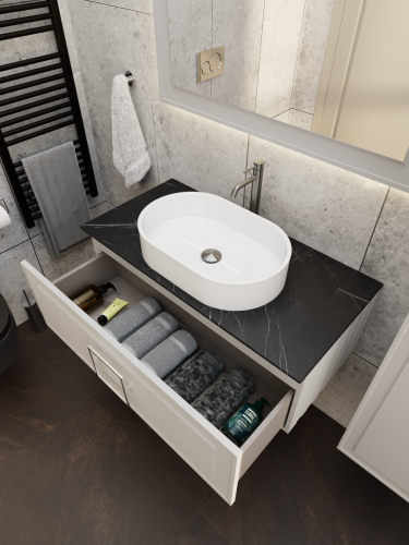 Тумба со столешницей La Fenice CUBO NFNC-01-CUB-C-90-3-GB 90х50 подвесная цвет бежевый - фото 5