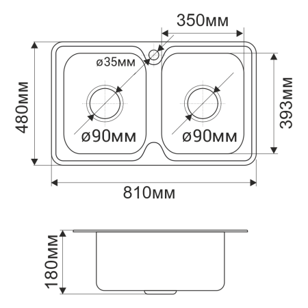 Кухонная мойка Melana 040 t (*8) 80х50 цвет хром поверхность полированная