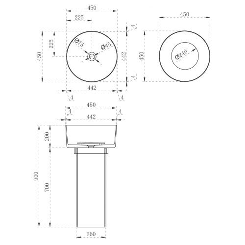 Раковина из полиэфирной смолы Abber KRISTALL AT2702Opal 50х50 напольная цвет коричневый без отверстий под смеситель - фото 3