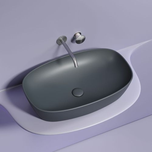 Раковина из сантехнического фарфора Ceramica Nova ELEMENT CN6049MDH 60х40 накладная цвет черный без отверстий под смеситель - фото 4