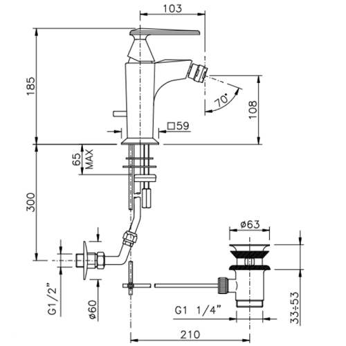 Смеситель Nicolazzi Vincent 3003CR35 на биде хром - фото 2