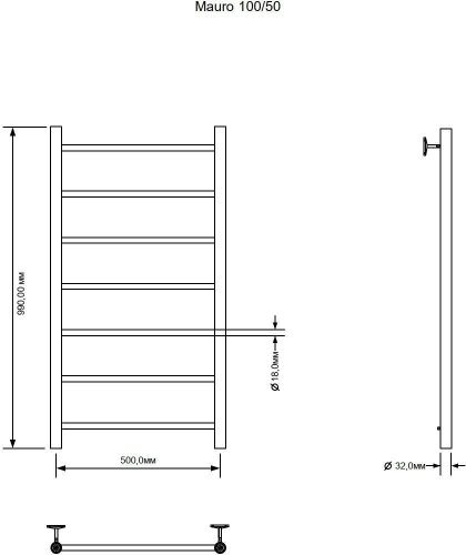 Полотенцесушитель водяной Aquanet Mauro 00282318 50х100 хром - фото 2