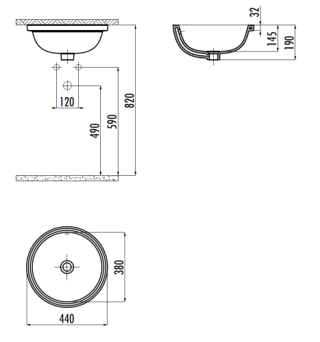 Раковина из сантехнического фарфора Creavit Mare MA037-00CB00E-0000 40х40 встраиваемая цвет белый - фото 2