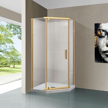 Душевой уголок Vincea Stresa VSP-1S900CLG 90х90 стекло прозрачное профиль золото без поддона