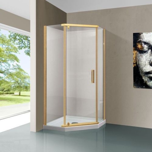 Душевой уголок Vincea Stresa VSP-1S900CLG 90х90 стекло прозрачное профиль золото без поддона