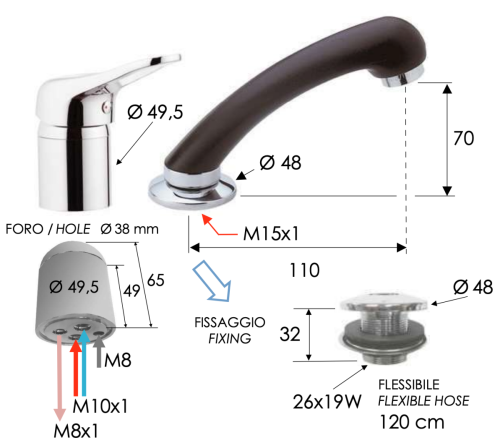 Смеситель для раковины Remer K66 настенный хром - фото 2