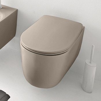 Чаша унитаза подвесная Kerasan Nolita 531481 цвет бежевый без сиденья безободковая каскадный смыв