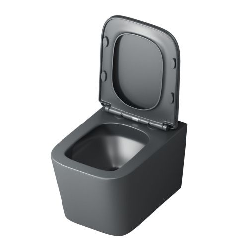 Унитаз подвесной Grossman Торнадо GR-4404GMSQ серый с сиденьем микролифт безободковый смыв торнадо - фото 3