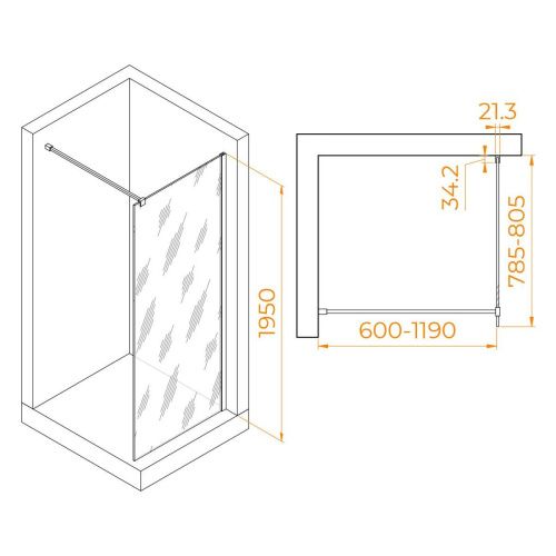 Душевая перегородка RGW Walk In 351000108-11 80х195 стекло прозрачное профиль хром - фото 2