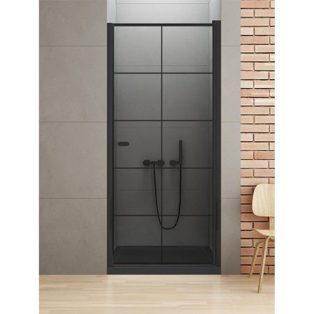 Душевая дверь New Trendy NEW VARIA Black D-0277A 90х195 стекло прозрачное профиль черный