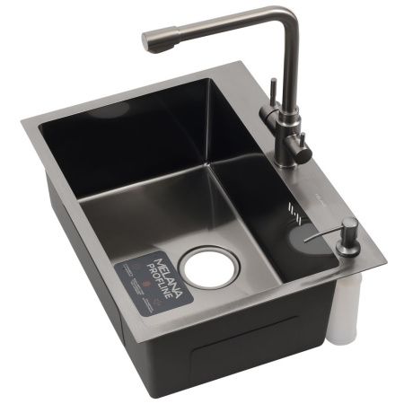 Кухонная мойка Melana ProfLine MLN-D6045HB+3 графит 60х45 цвет серый поверхность матовая