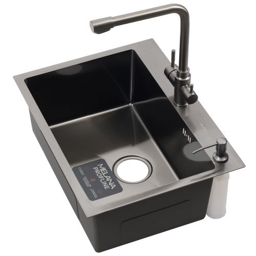 Кухонная мойка Melana ProfLine MLN-D6045HB+3 графит 60х45 цвет серый поверхность матовая - фото 2