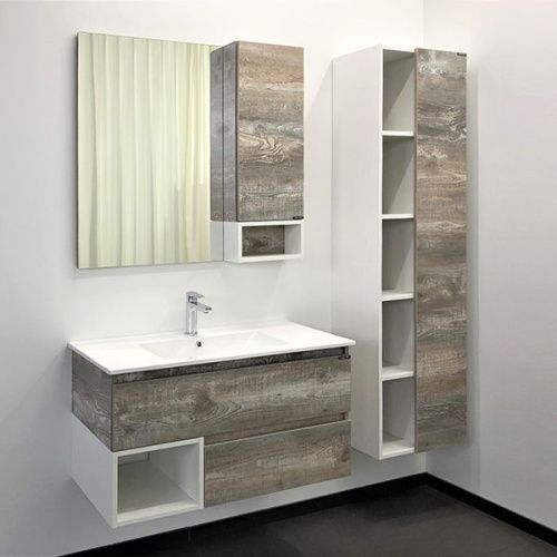 Тумба с раковиной Comforty Турин 00-00013940CF 90х50 подвесная цвет серый - фото 5