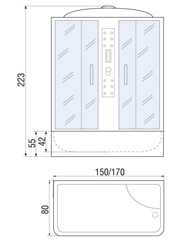 Душевой бокс River WISLA 10000002110 170х80 стекло тонированное профиль хром - фото 2