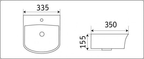 Раковина из сантехнического фаянса CeramaLux 78369 30х40 подвесная цвет белый 1 отверстие под смеситель - фото 2