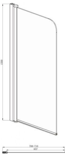 Душевая шторка на ванну Bravat Alfa BG070.5110A-1 70х150 стекло прозрачное профиль хром ориентация универсальная - фото 3