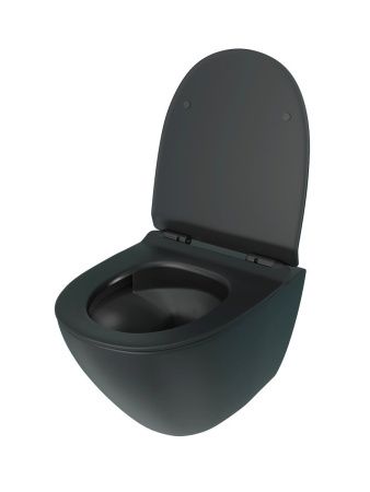 Унитаз подвесной Teymi Lina T40114 черный с сиденьем микролифт безободковый смыв торнадо