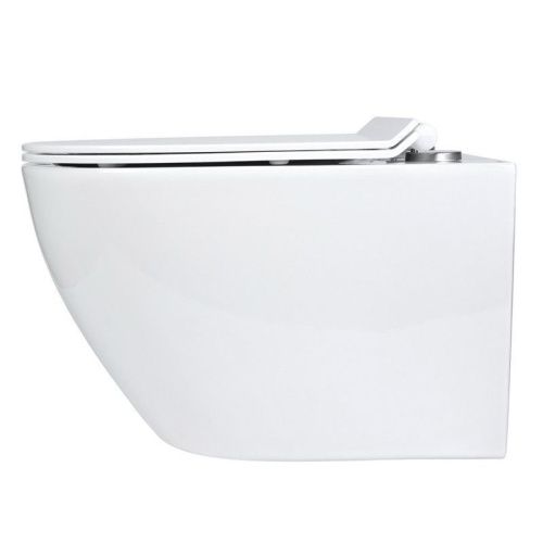 Унитаз подвесной Bond Oval F01-10Long белый с сиденьем микролифт безободковый душевой смыв - фото 3