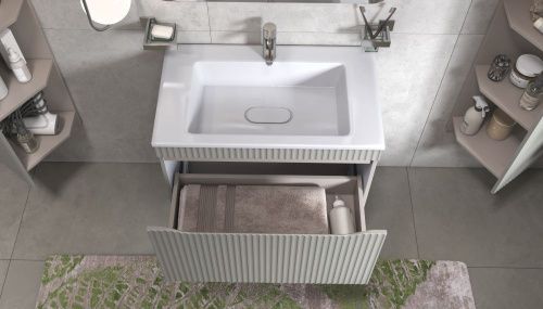 Тумба под раковину Velvex Alba 369 тирамису 80х40 подвесная цвет серый - фото 4