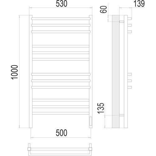 Полотенцесушитель электрический Terminus 4670078527196 55х100 хром - фото 3