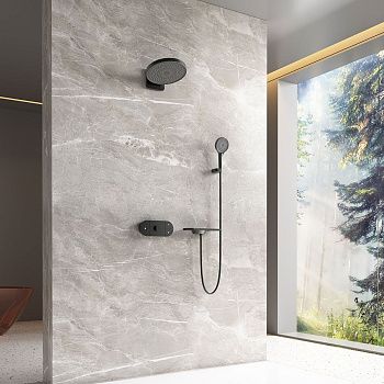 Душевая система Vincea VSFW-2F12TMB встраиваемая в стену цвет черный с термостатом