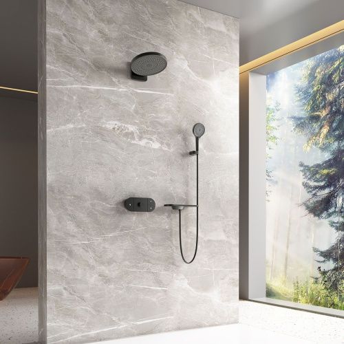 Душевая система Vincea VSFW-2F12TMB встраиваемая в стену цвет черный с термостатом