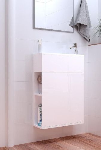 Тумба с раковиной 1MarKa Stretto У94716 50х20 подвесная цвет белый - фото 2