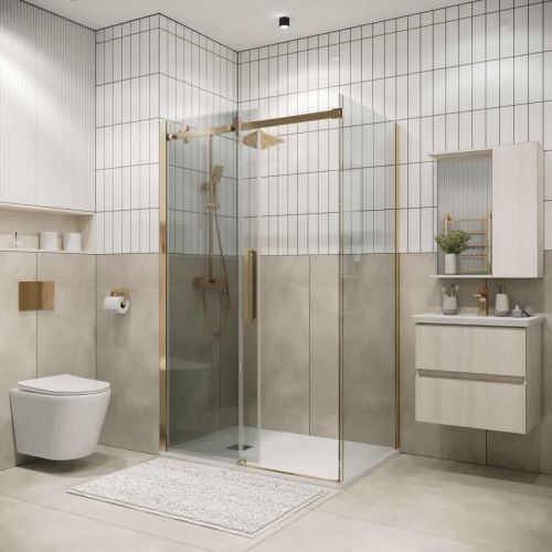 Душевой уголок Grossman Classic 120.K33.04.1290.32.00 120х90 стекло прозрачное профиль золото без поддона - фото 5