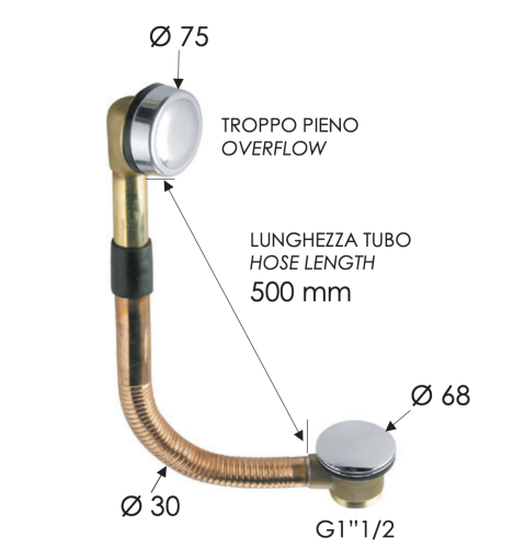 Слив-перелив для ванны Remer 96CC хром - фото 2