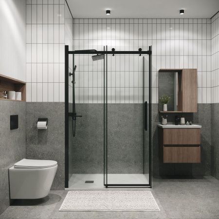 Боковая стенка Grossman Classic 200.K33.04.100.21.00 100х195 стекло прозрачное профиль черный