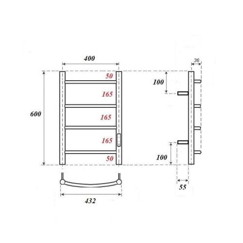 Полотенцесушитель электрический Point Афина PN04846B 45х60 черный - фото 2