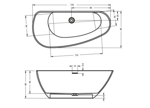 Ванна из искусственного камня Riho GRANADA B121001105 170х80 отдельностоящая овальная - фото 2