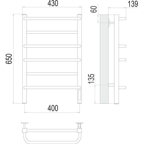 Полотенцесушитель электрический Terminus 4670078531223 45х65 хром - фото 3