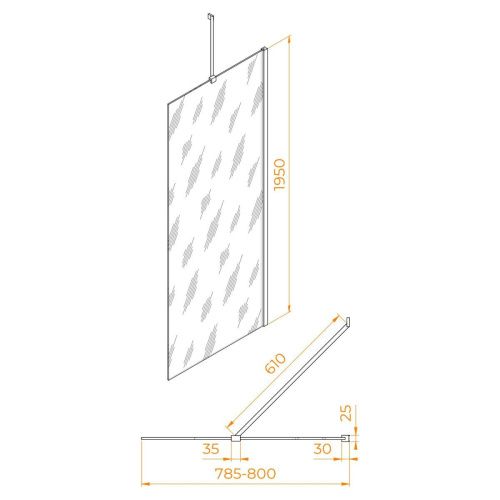 Боковая стенка RGW 06221408-11 80х195 стекло прозрачное профиль хром - фото 2