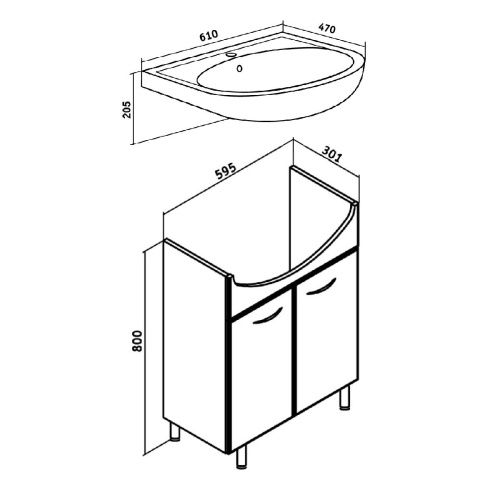 Тумба под раковину Runo Уют 00000000067 60х30 напольная цвет белый - фото 4