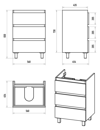 Тумба под раковину Brevita Victory VIC-07060-50-03Я 60х50 напольная цвет серый
