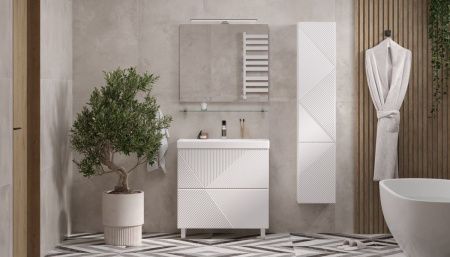 Тумба под раковину Velvex EDGE tn.EDG.9696.80.2Y белый глянец 80х40 напольная цвет белый