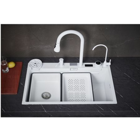 Кухонная мойка Savol S-SC002W 75х45 цвет белый поверхность матовая