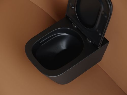 Унитаз подвесной Ceramica Nova UNION CN4009TMB черный с сиденьем микролифт безободковый смыв торнадо - фото 5