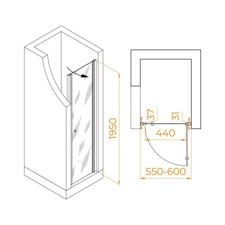 Душевая дверь RGW Dolphin 54930306-11 60х195 стекло прозрачное профиль хром