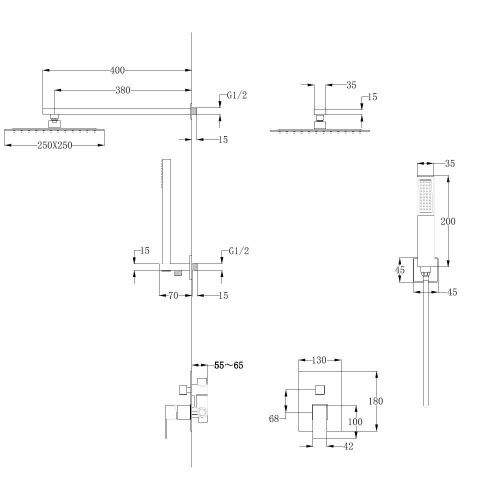 Душевая система Abber AF8219NG встраиваемая в стену цвет серый - фото 3