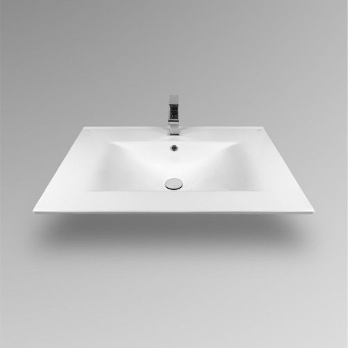 Раковина из сантехнического фарфора Bond Cube S05-800 80х50 встраиваемая цвет белый 1 отверстие под смеситель - фото 2