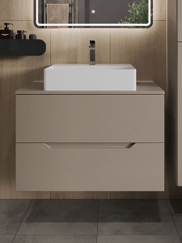 Тумба с раковиной Orange Line Li-80TuLMDF+B04-500W 80х50 цвет бежевый - фото 3