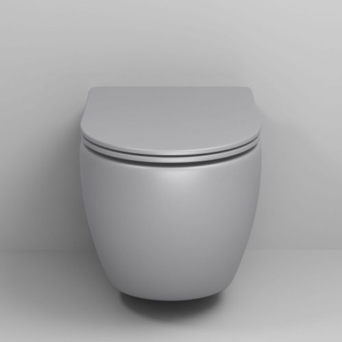 Унитаз подвесной Grossman Color GR-4411GLMS светло-серый с сиденьем безободковый каскадный смыв - фото 3