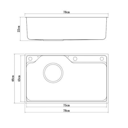 Кухонная мойка Fmark FSC7846L 80х45 цвет серый поверхность матовая