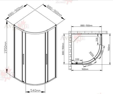 Душевой уголок AvaCan HB90 90х90 стекло тонированное профиль черный без поддона