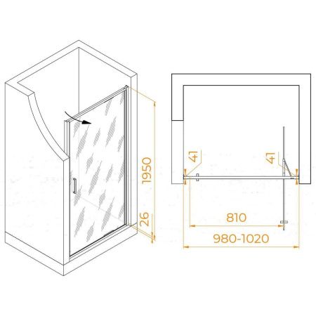 Душевая дверь RGW Stilvoll 70320510-11 100х195 стекло прозрачное профиль хром
