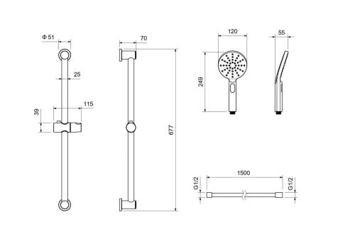 Душевой гарнитур Aquatek Оберон AQ2016BG настенный золото - фото 3