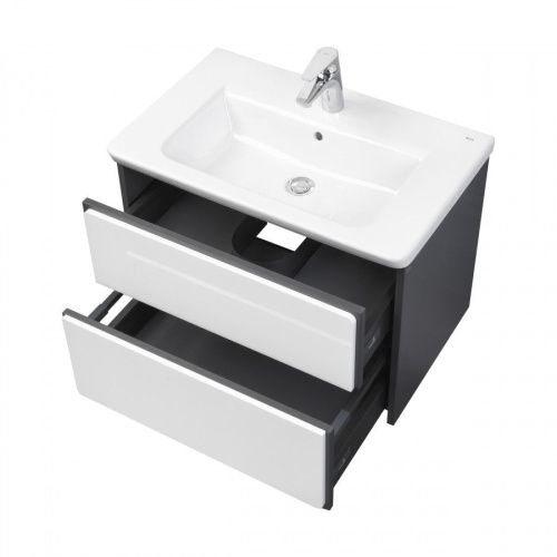 Тумба под раковину Roca Ronda ZRU9302964 70х40 подвесная цвет белый/серый - фото 3