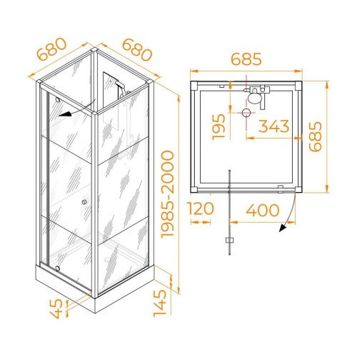 Душевая кабина RGW Andaman 411320777-95 70х70 квадратная без крыши ориентация универсальная - фото 2